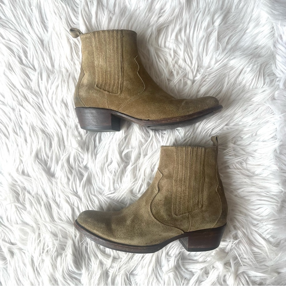 Frye Olive Green Suede Ankle Booties